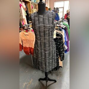 Sharagano Monochrome Plaid Midi Dress